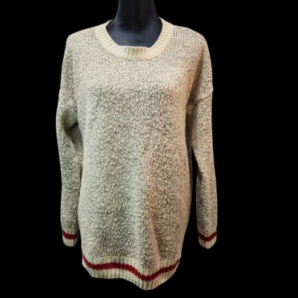 Cabin Stripe Chenille Oatmeal Heather BLUENOTES Knit Sweater (XL) - Picture 2 of 11